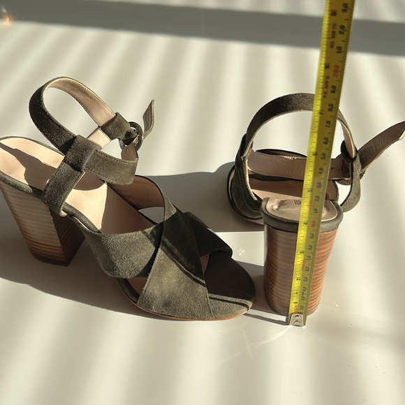 Sapena sandals Suede leather, made in Spain, olive green block heel - Picture 8 of 12